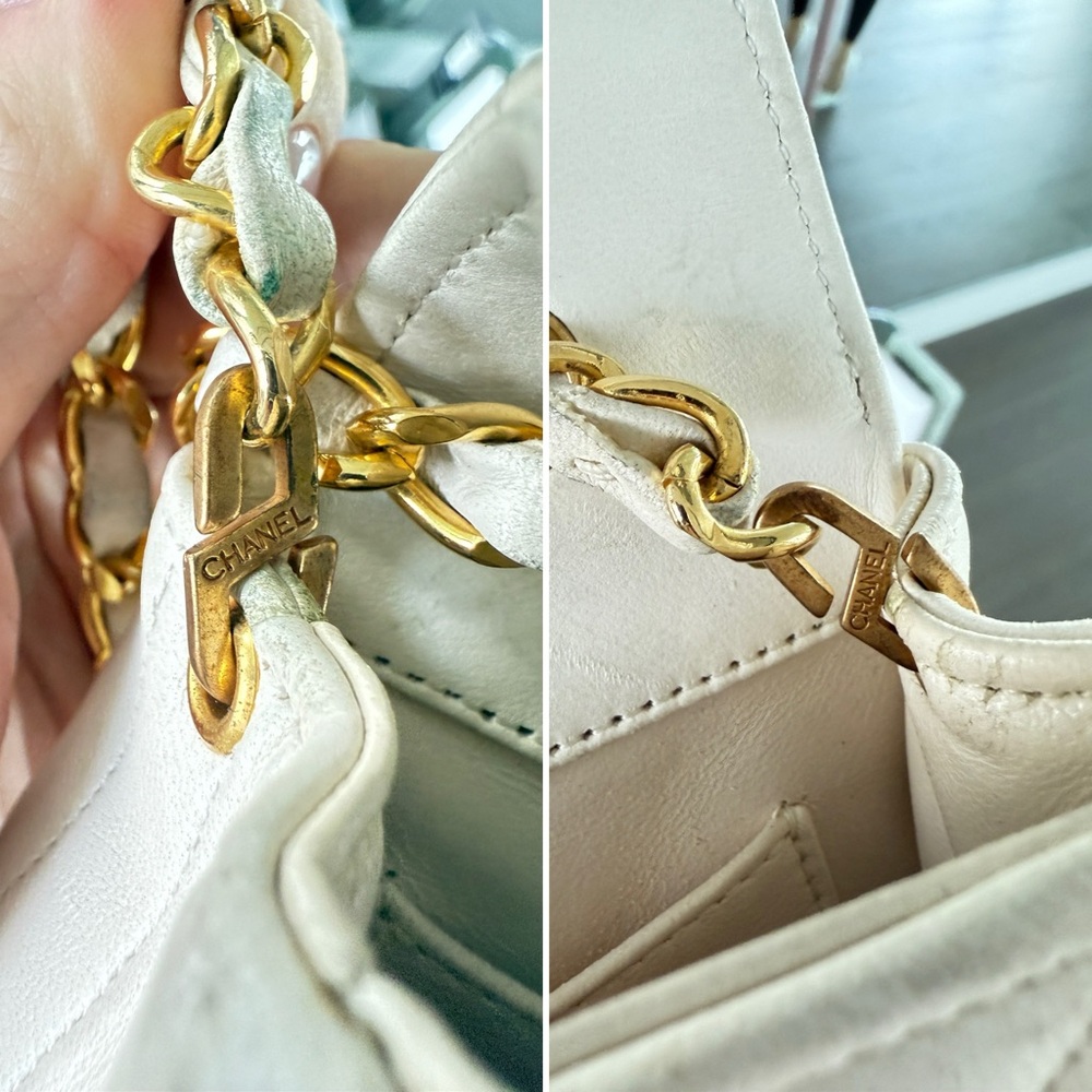 ❗️FINAL PRICE❗️LOT 1797 24K gold plated CHANEL vintage XL CC half moon flap bag - Picture 14 of 14